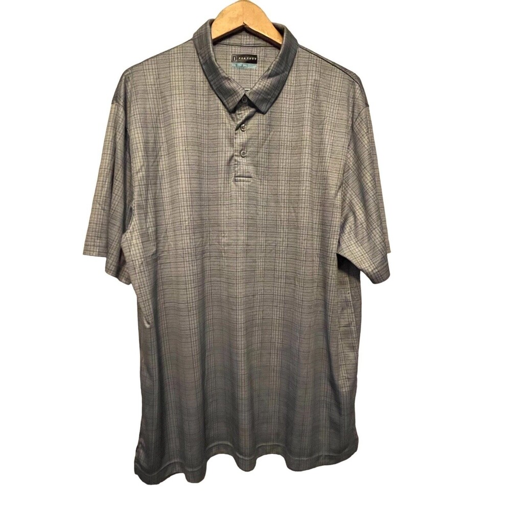 PGA Tour Polo golf dri fit short sleeve Shirt Top mens size XXL gray plaid